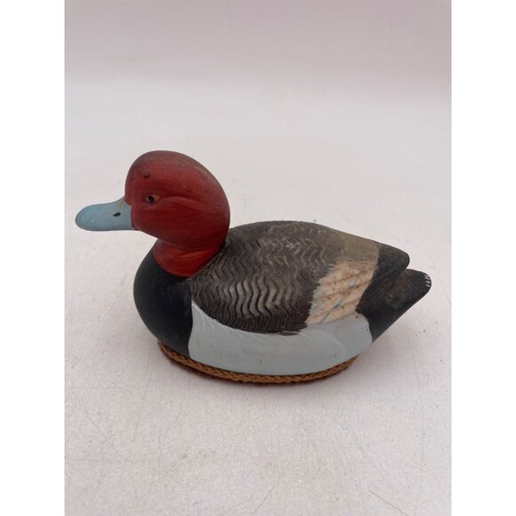 Hand-Painted Duck Decoy Figurine Detailed Markings & Rustic Charm Decor Piece - Picture 5 of 5